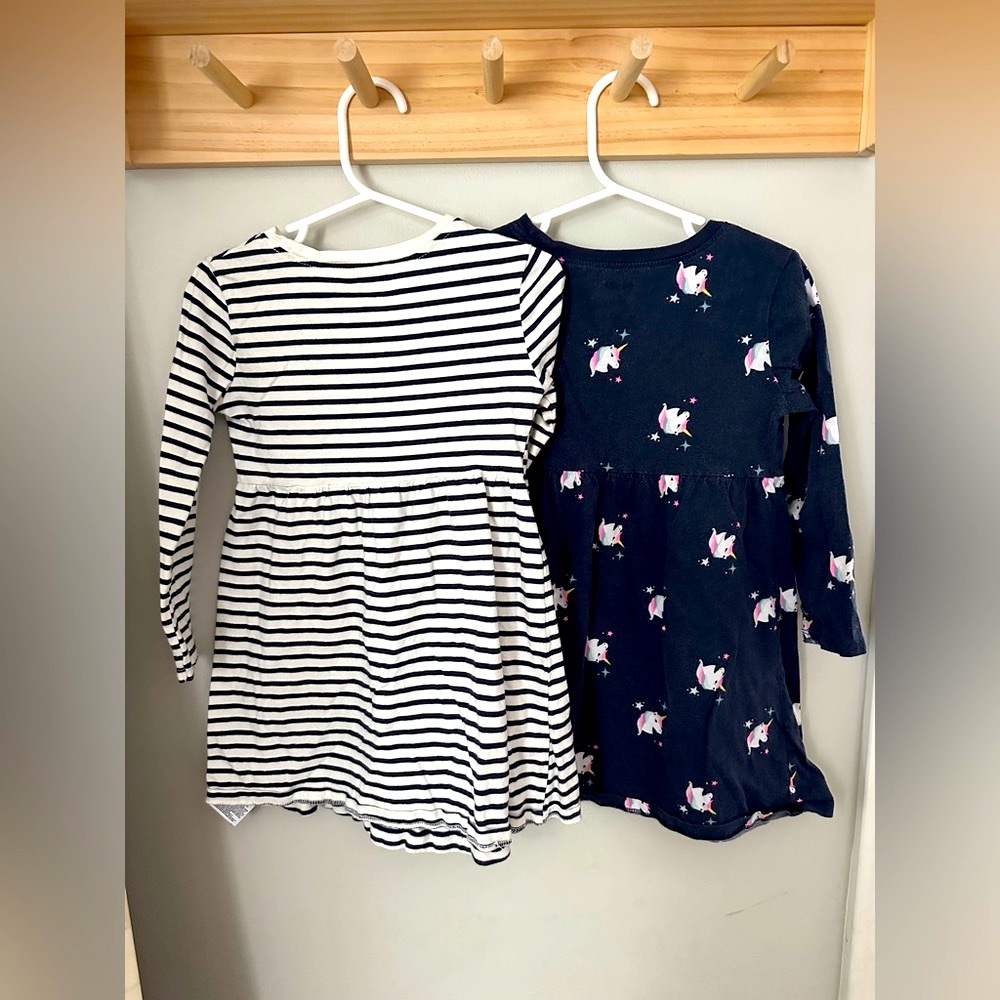 Old Navy Lot of 2 100% Cotton Long Sleeve Skater Dresses - Picture 2 of 6